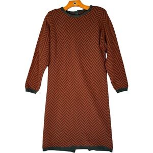 Vintage Benneton Wool Angora Geometric Long Sleeve Midi Dress Modest S